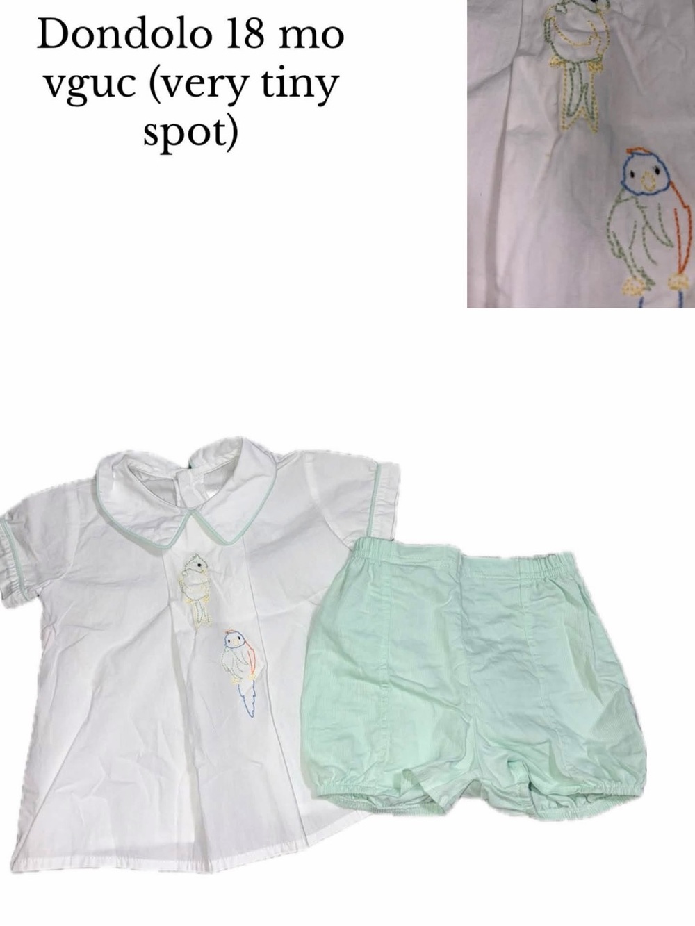 Dondolo hand embroidered boys bird outfit